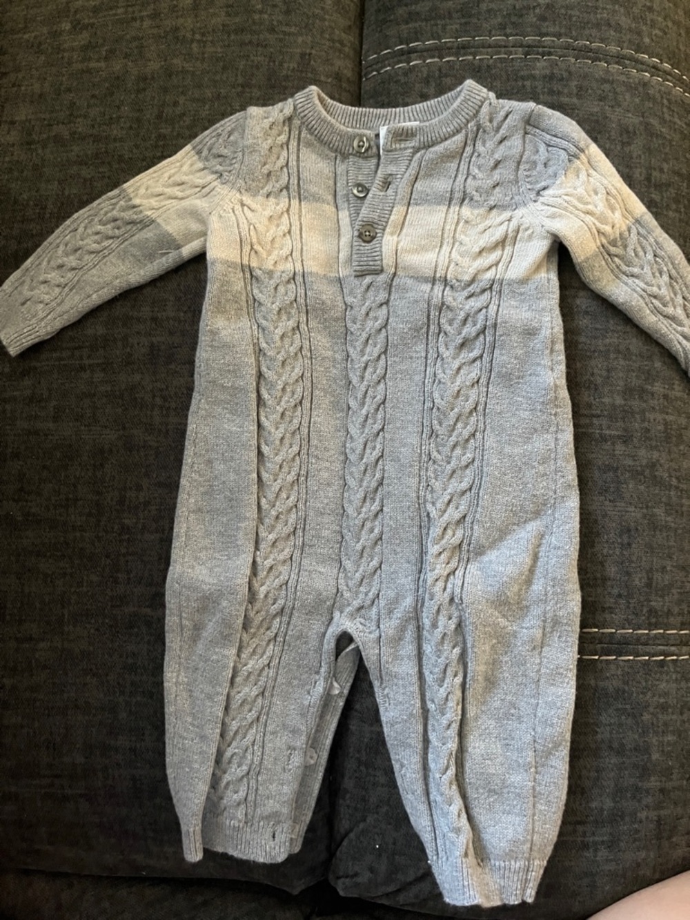 Edgehill Collection Light Gray Cable Knit One-Piece